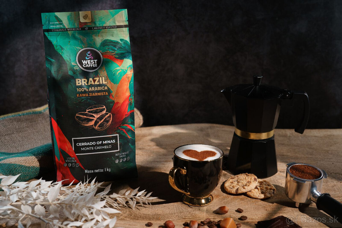 Brazílska zrnková káva 1kg  1000g 100% Arabica