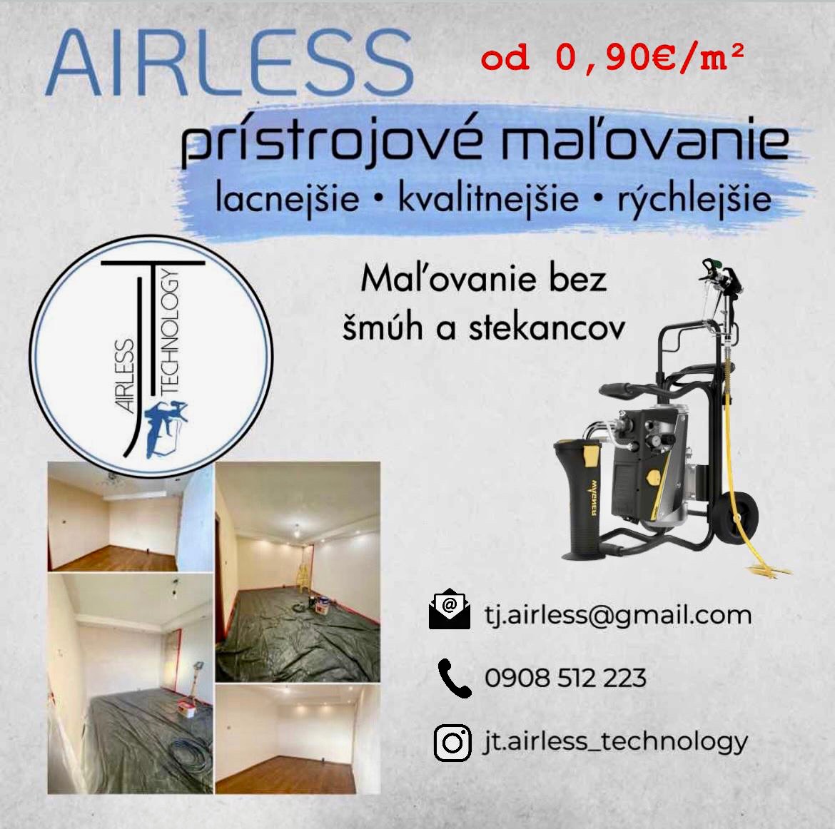 Maľovanie interierov airless technologiou od 0,90€/m²