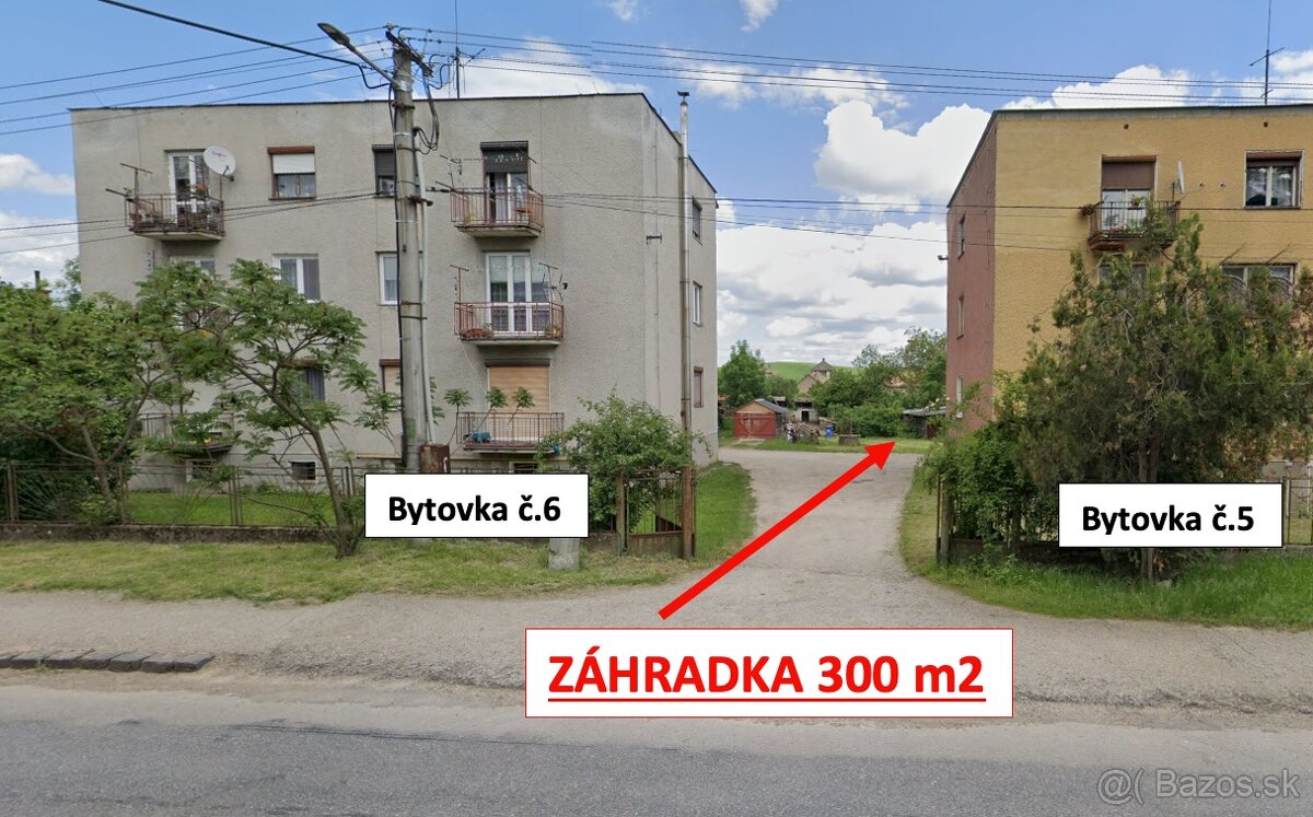 Štrkovec - 300 m2 ZÁHRADKA za bytovkou - NA PREDAJ