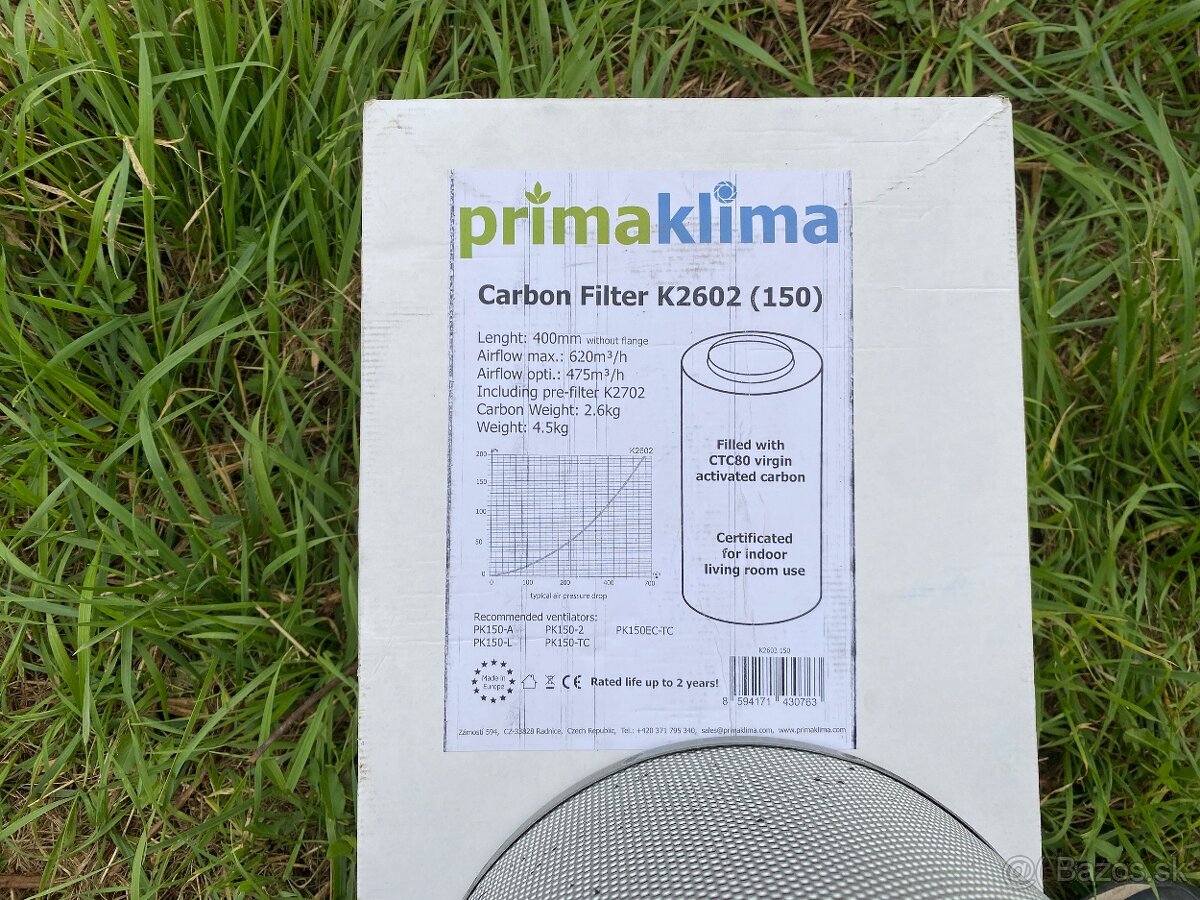 Predám filter vzduchu PRIMA KLIMA ECO - 620M3/H - Ø150mm