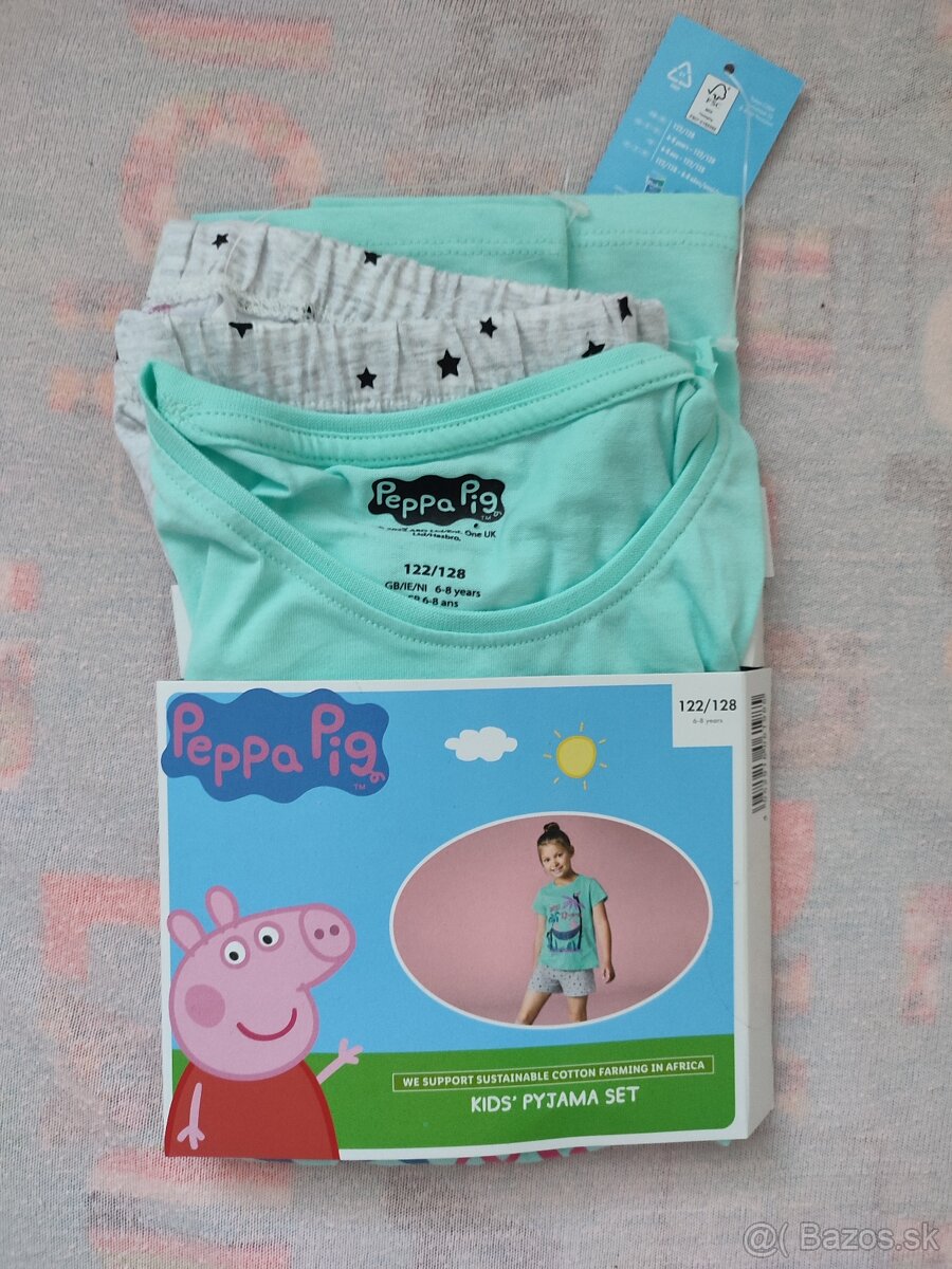 Dievčenské krátke pyžamo Peppa Pig, veľkosť 122/128