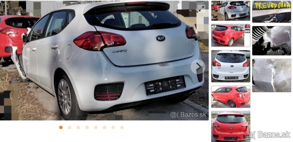 Kia Ceed 1.4 2017 predám PIATE DVERE,  zadný nárazník,  DVER