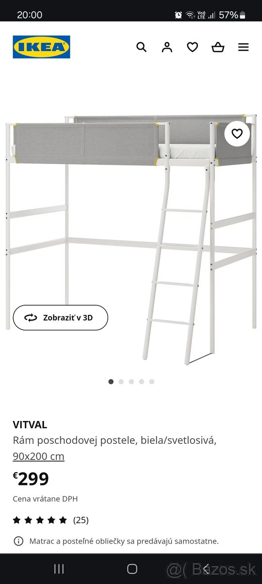 Vyvýšená posteľ Vitval ikea