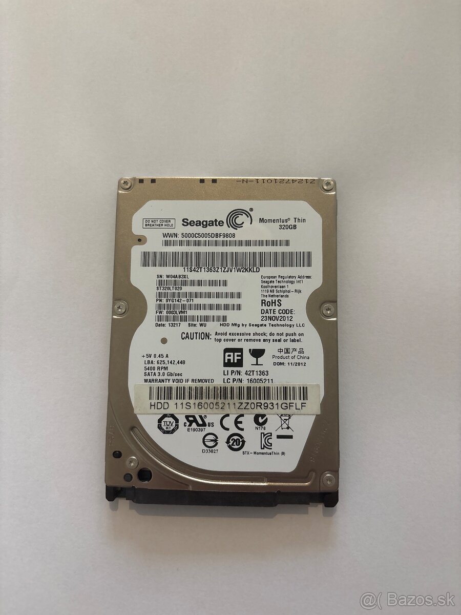 Seagate Momentus Thin HDD s kapacitou 320 GB