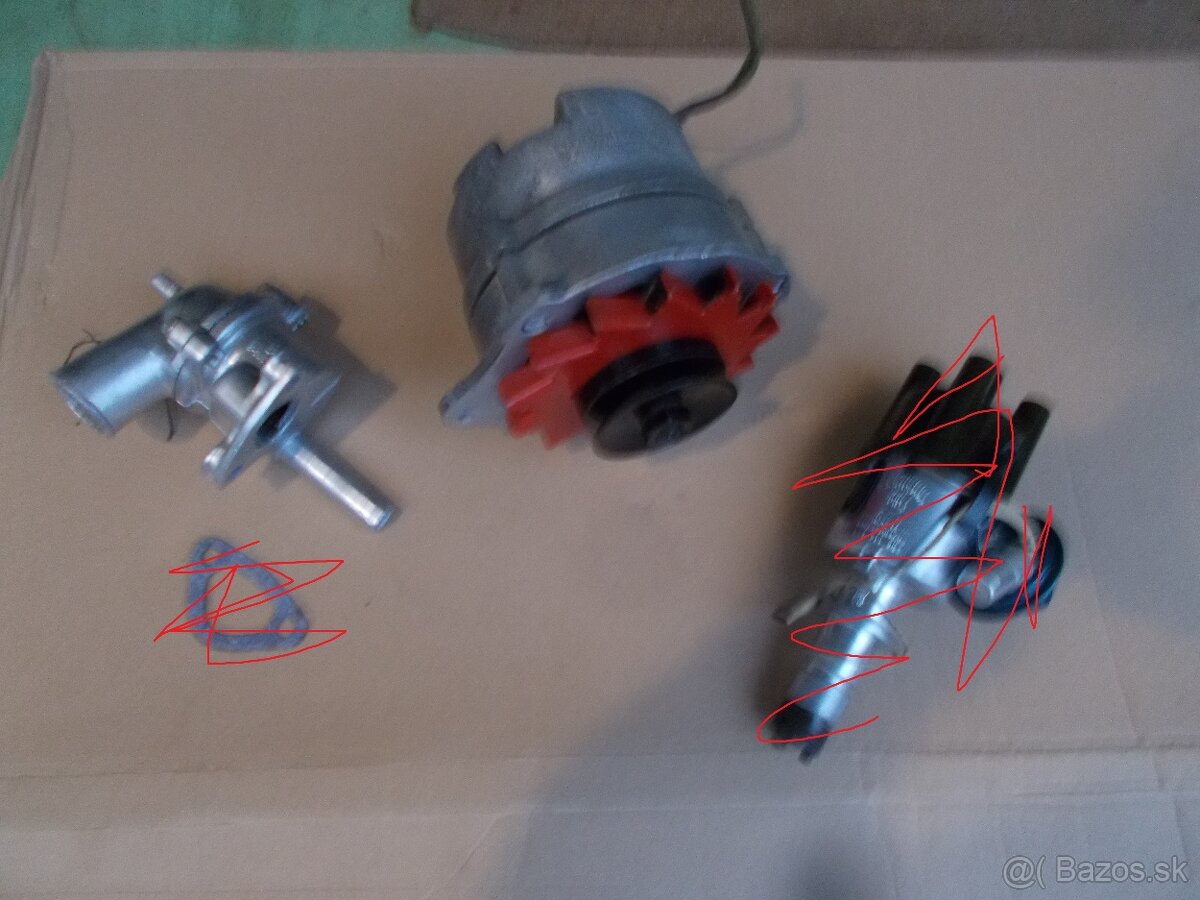 Predam pre skoda 105-120 Alternator novy vyfuk obal termosta