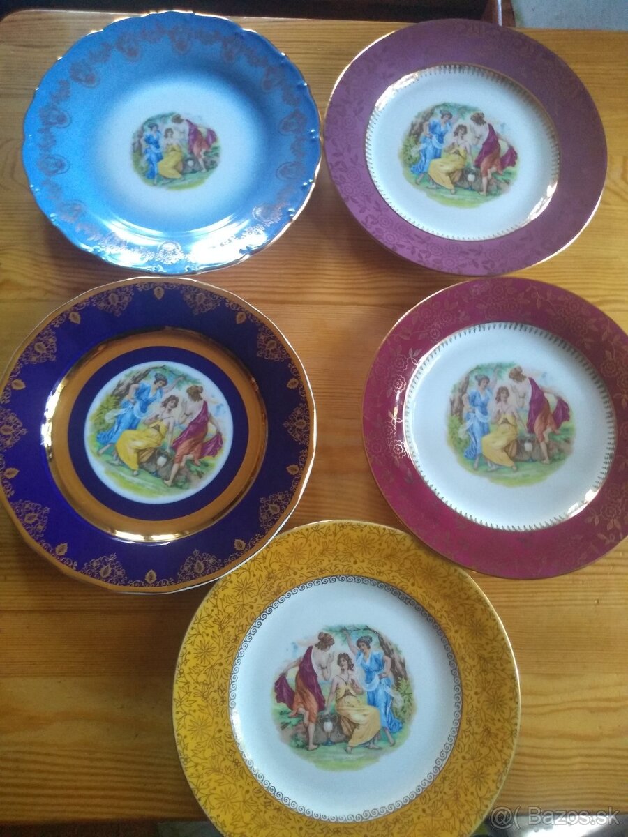 Retro porcelanové taniere tri gracie 5ks