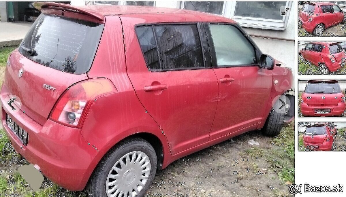 Suzuki Swift 1.5 2008 predám DVERE, MOTOR M15A, ZADNÝ NÁRAZN