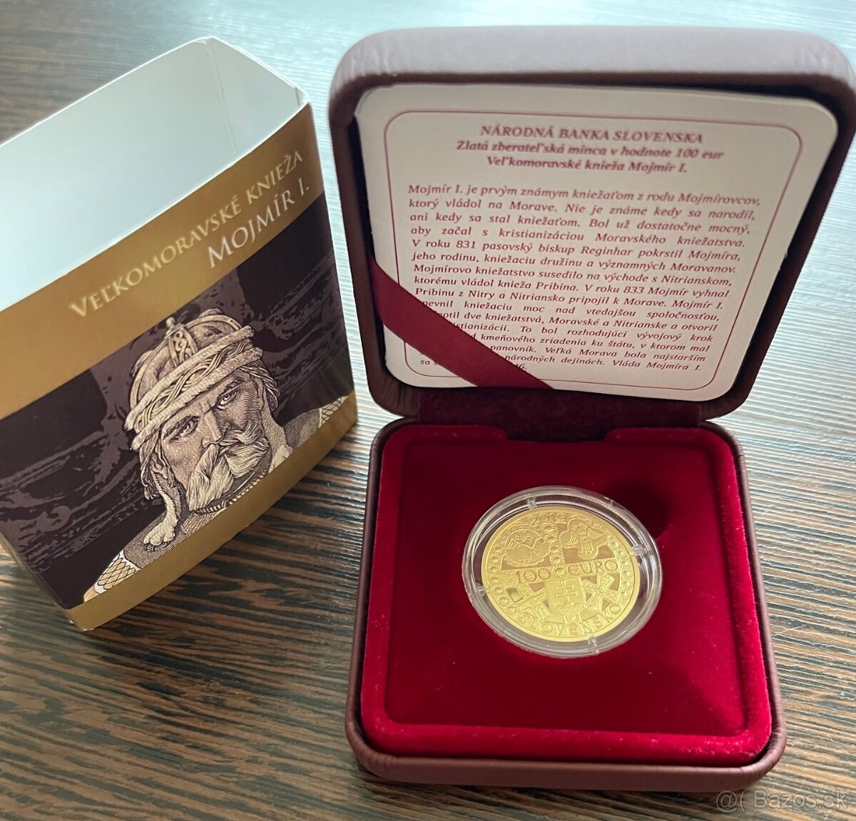 Zlatá minca 100 eur Mojmír I. 2019