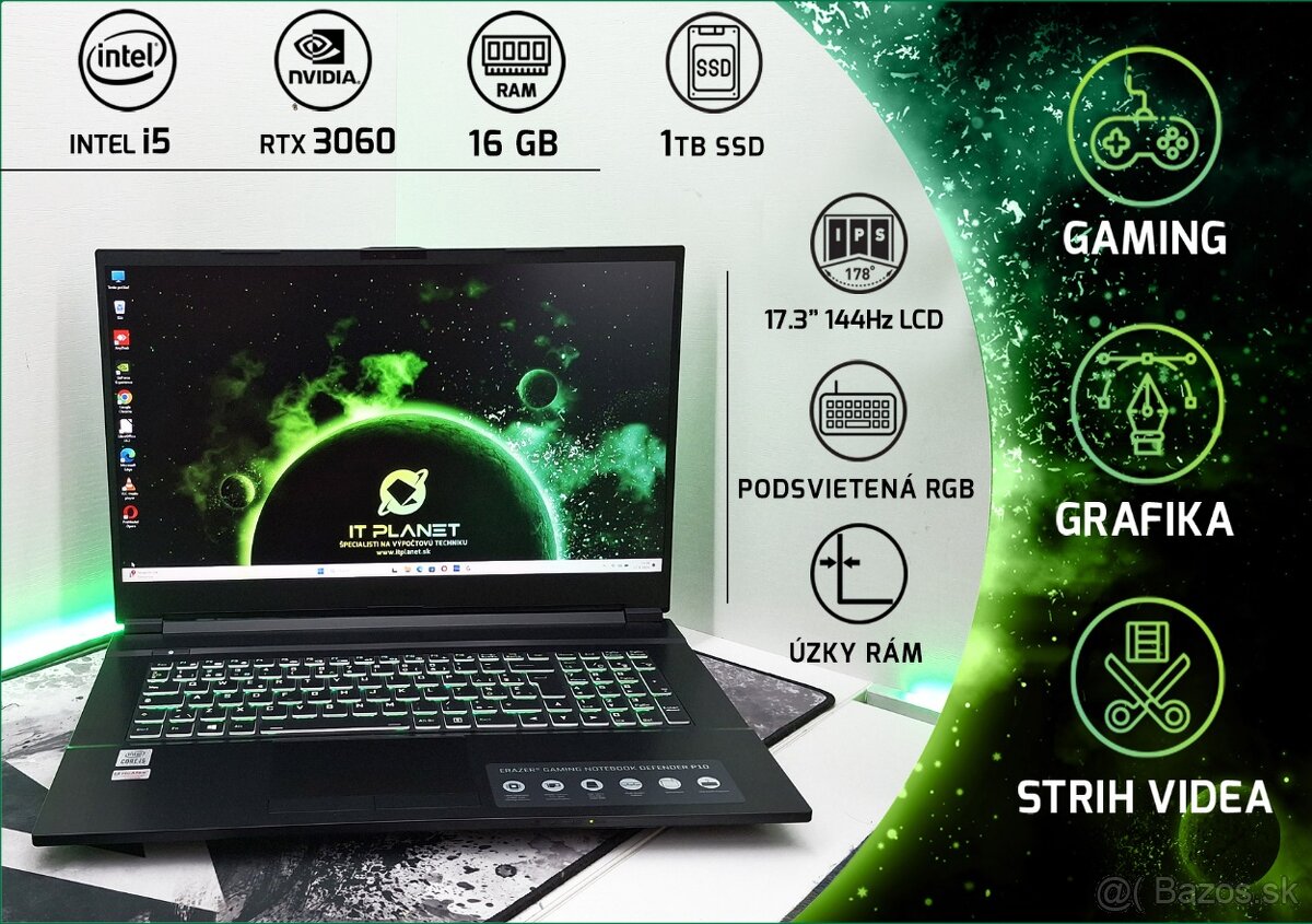 17,3" FullHD 144Hz Gaming Erazer® i5-10gen./RTX3060/16GB/1TB