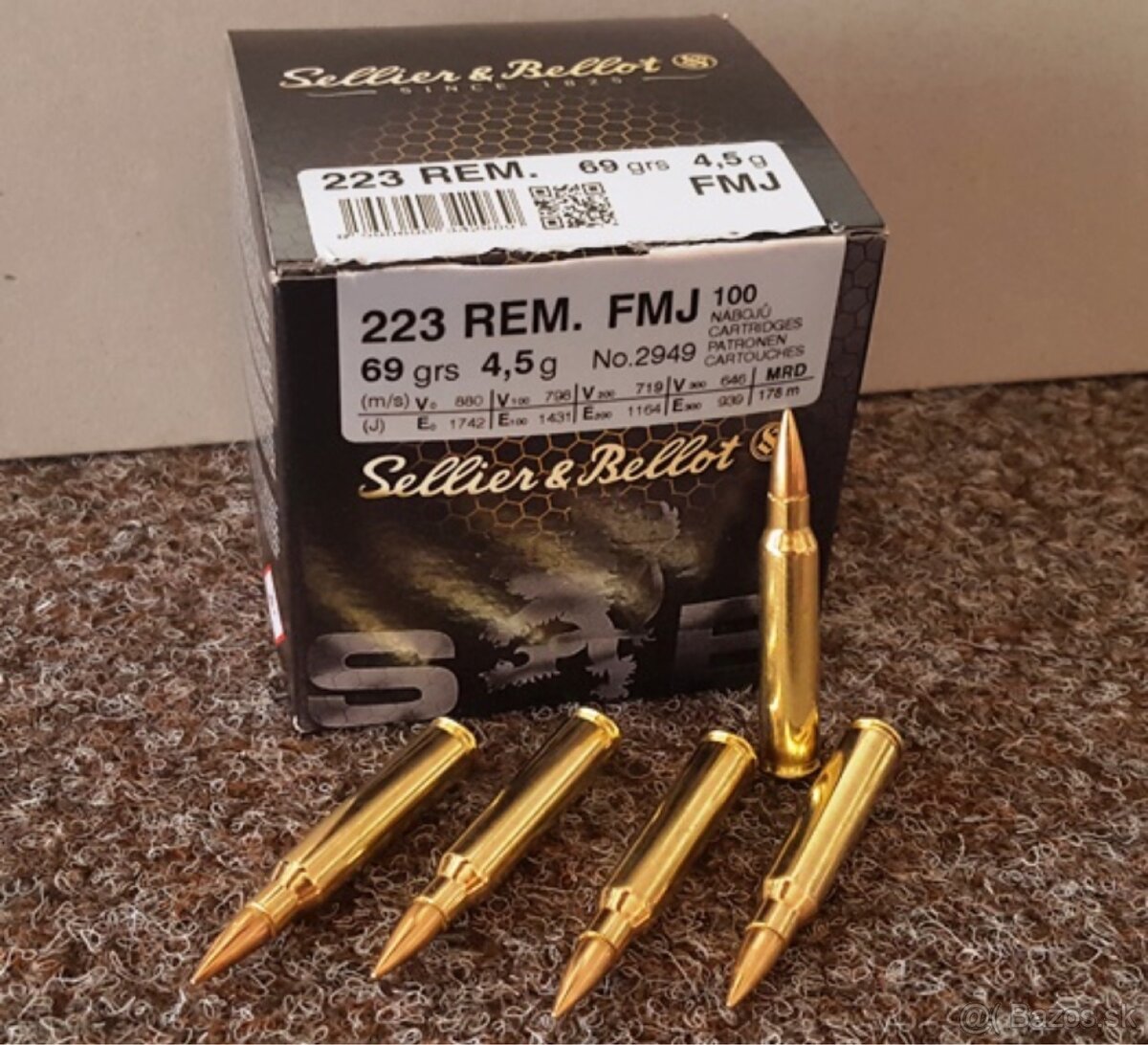 Predám .223 rem S&B 69 grain strelivo