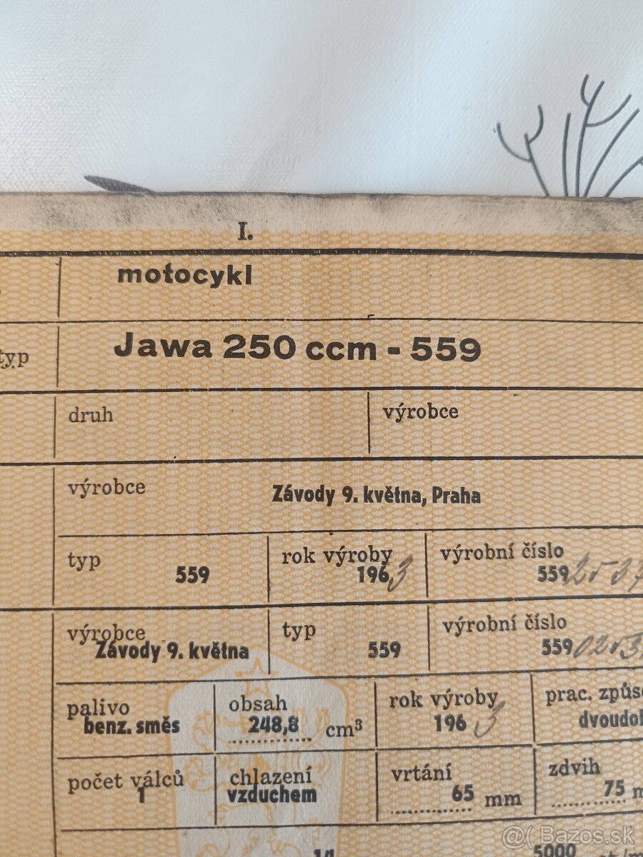 Jawa 250-559 staré noty