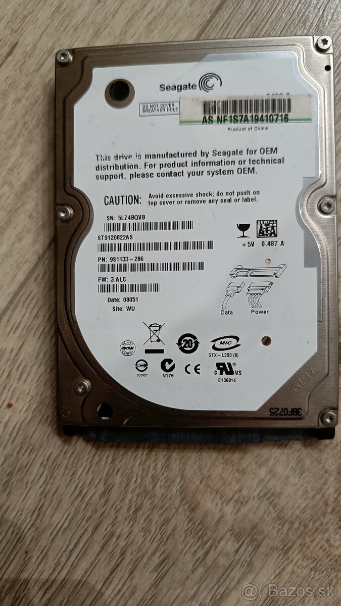 SATA HDD Seagate 120GB - 2,5"