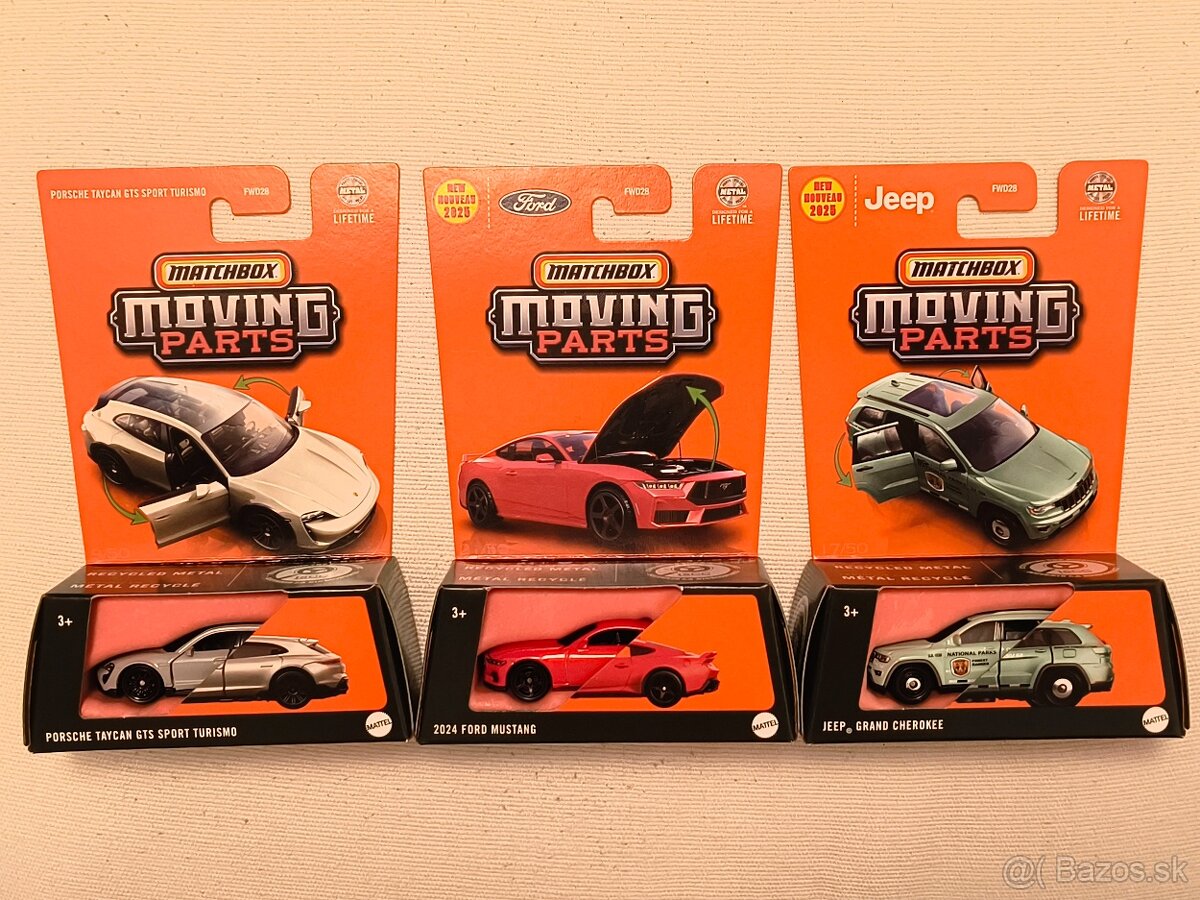 Matchbox Moving Parts - Porsche Taycan, Ford Mustang, Jeep