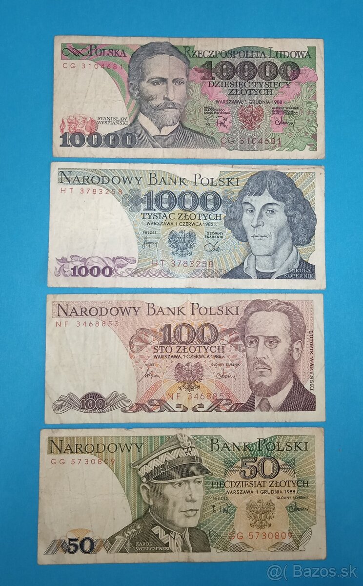 Bankovky POLSKO - konvolut 50-1.000 Zlo. 1982-1988