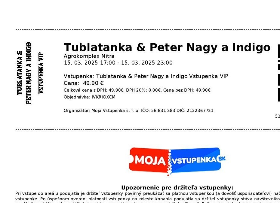 Vstupenky na koncert TUBLATANKA & PETER NAGY