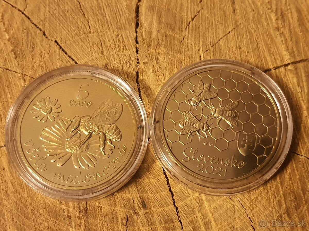 5 eurové Slovenske mince Včela medonosná  Vlk D