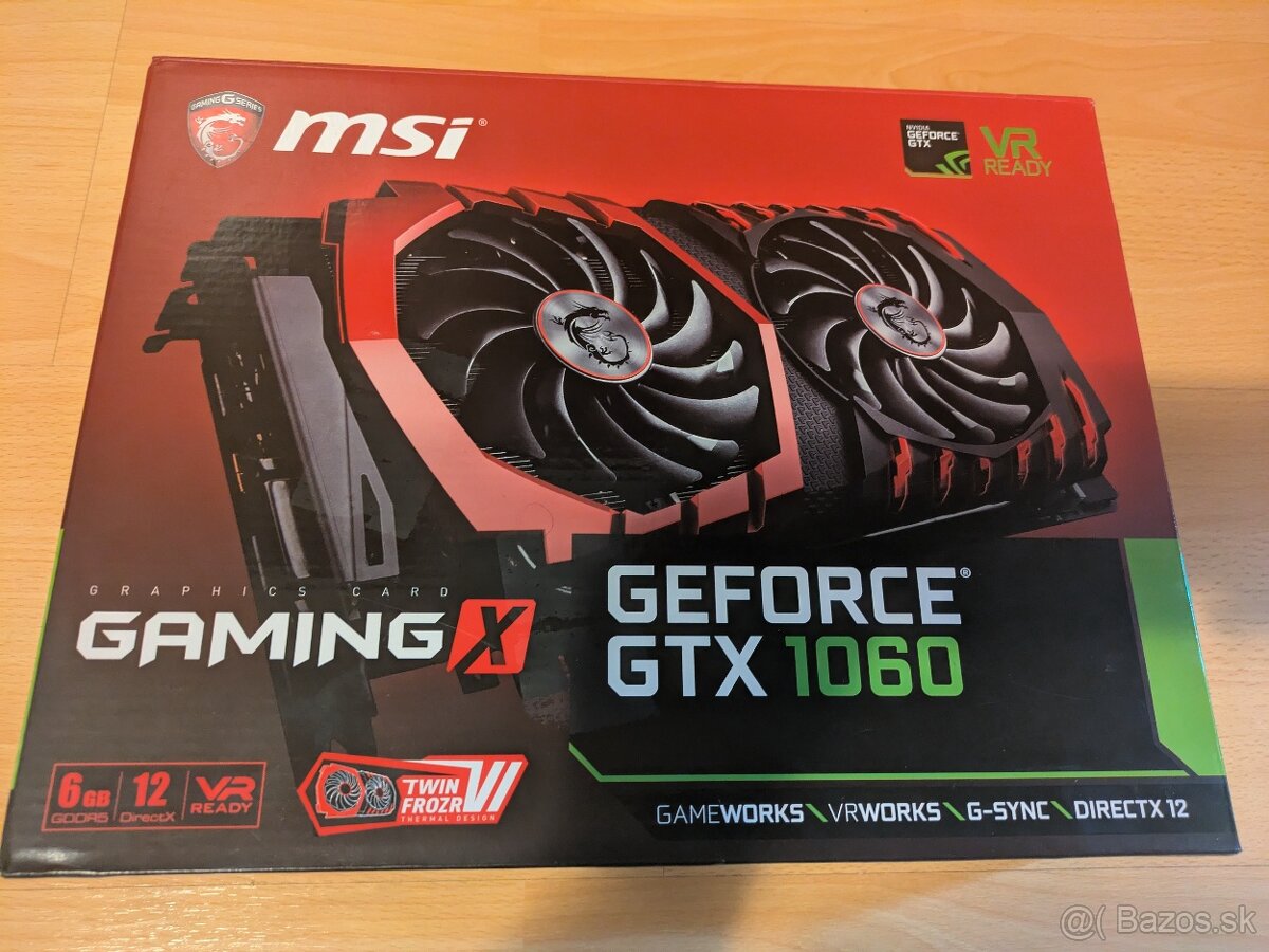 Grafická karta NVIDIA MSI GTX1060 Gaming X 6GB