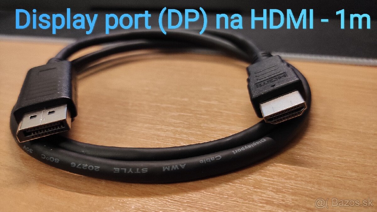 Predám kábel display port (DP) na HDMI - 1 meter (1m)