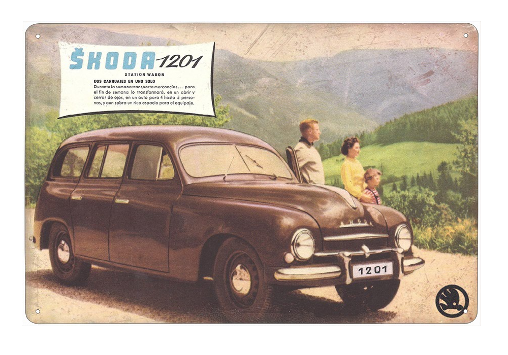 cedule plechová - Škoda 1201 Station Wagon (dobová reklama)