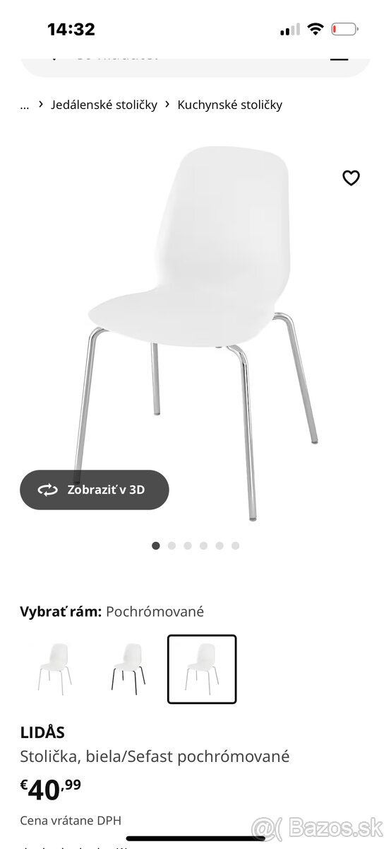 Ikea lidas - 4 ks biele stolicky