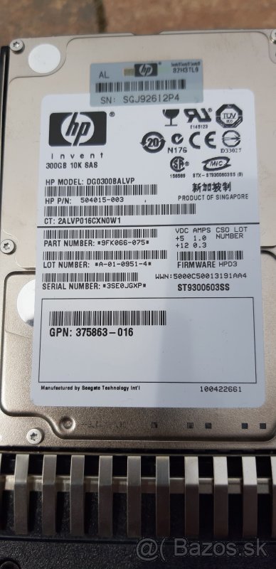 Predám SAS HDD do serverou HP rozne velkosti