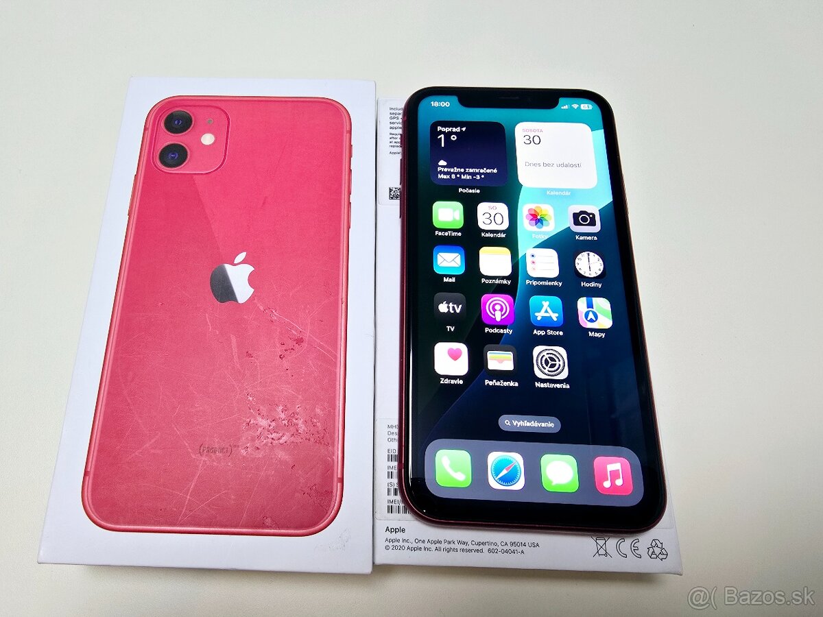 APPLE IPHONE 11 64GB RED ,Baterka 100%