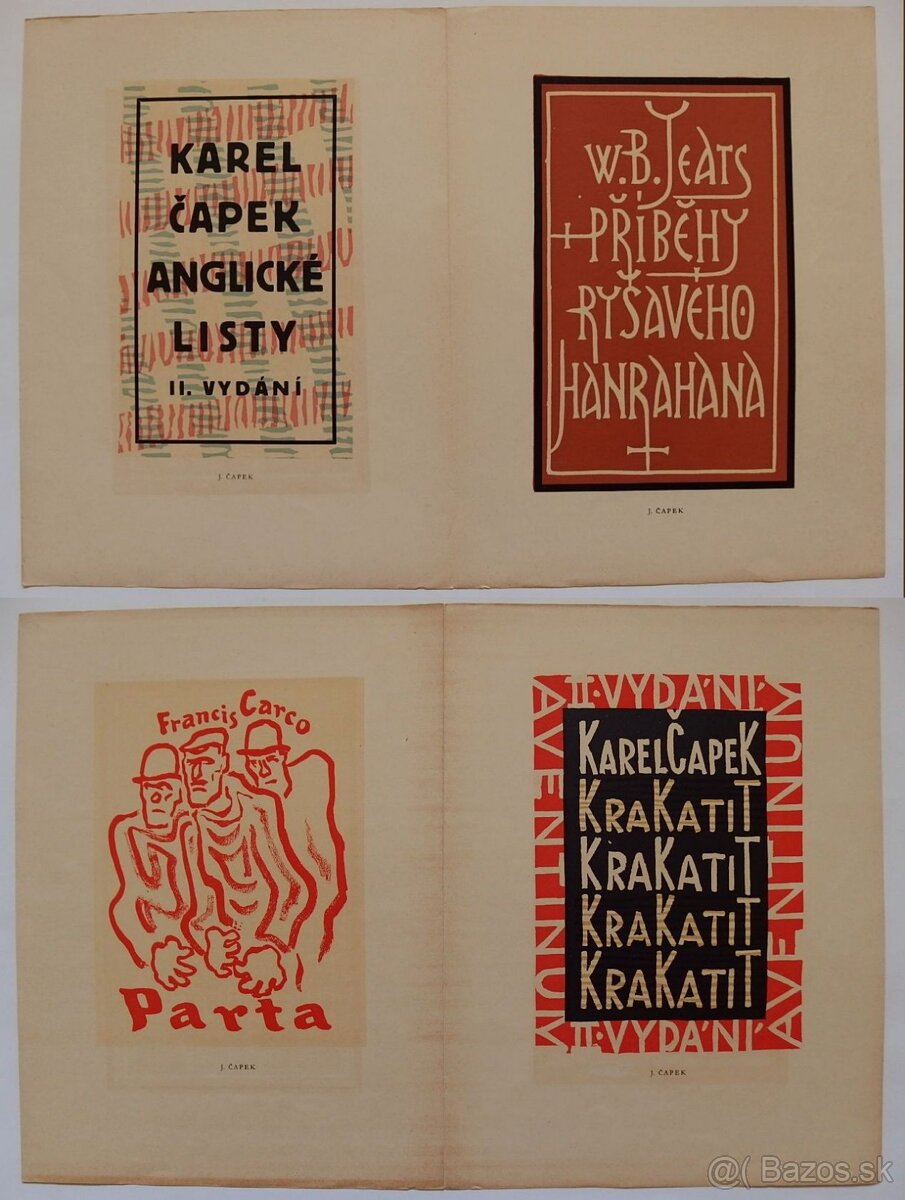 Josef ČAPEK, knižné linoryty.