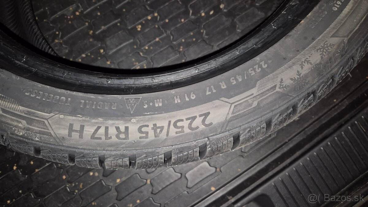 Predám zimné pneumatiky rozmer 225/45 R17 H