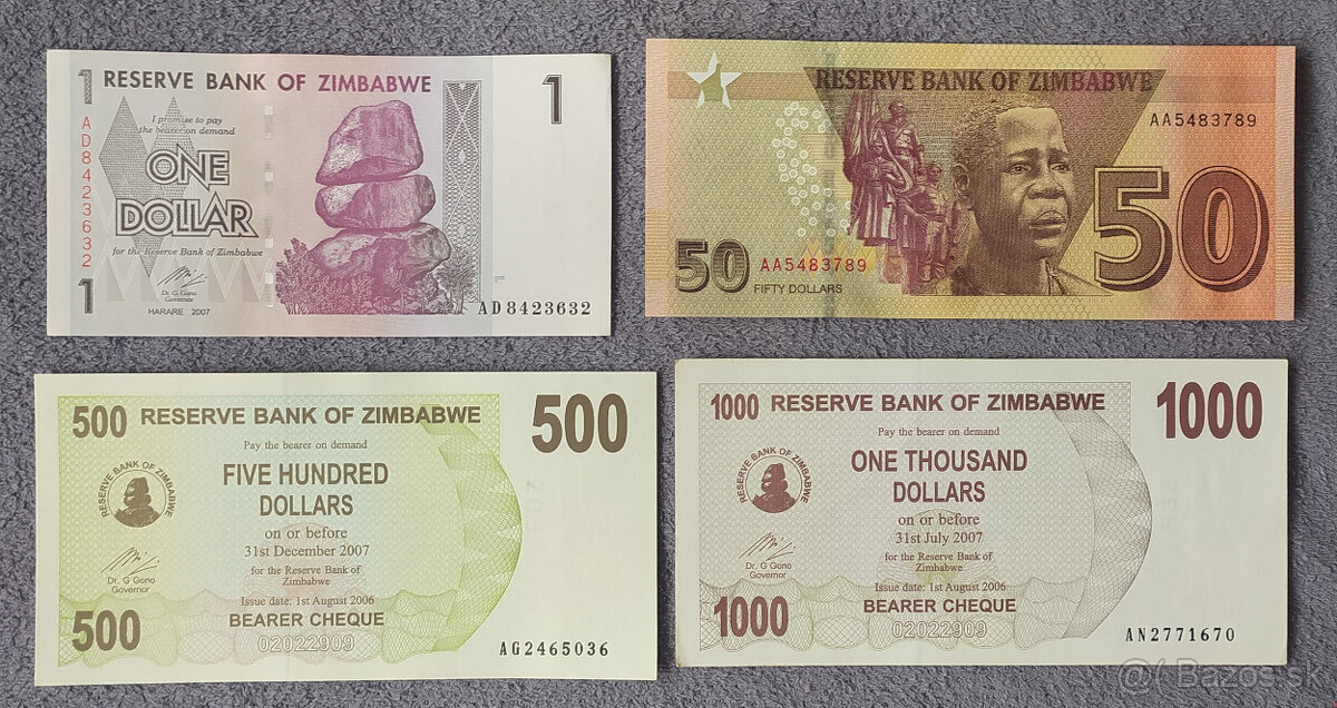 Bankovky Zimbabwe UNC