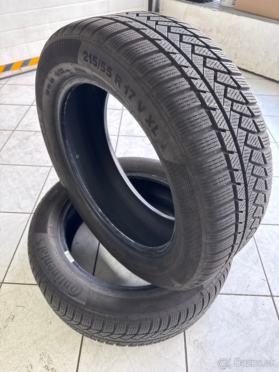 Predám zimné 2ks 215/55 R17 Continental