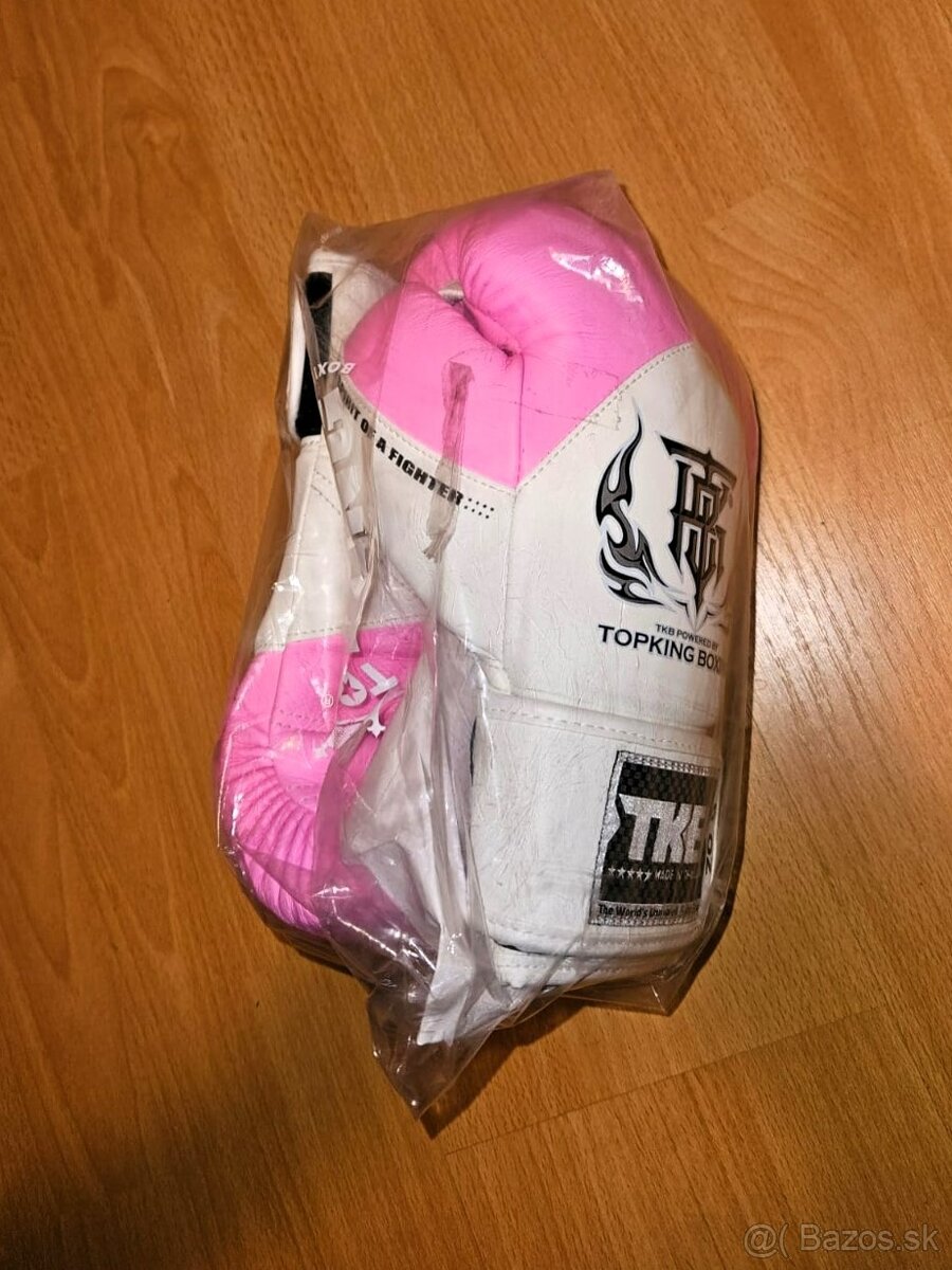 Bielo ruzove boxerske rukavice Top King Muay Thai 6 oz.