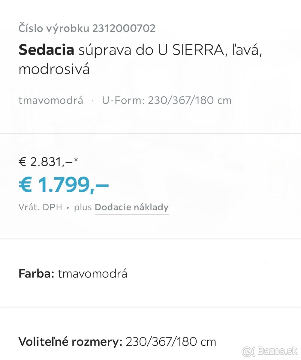 Sedačka v tvar U