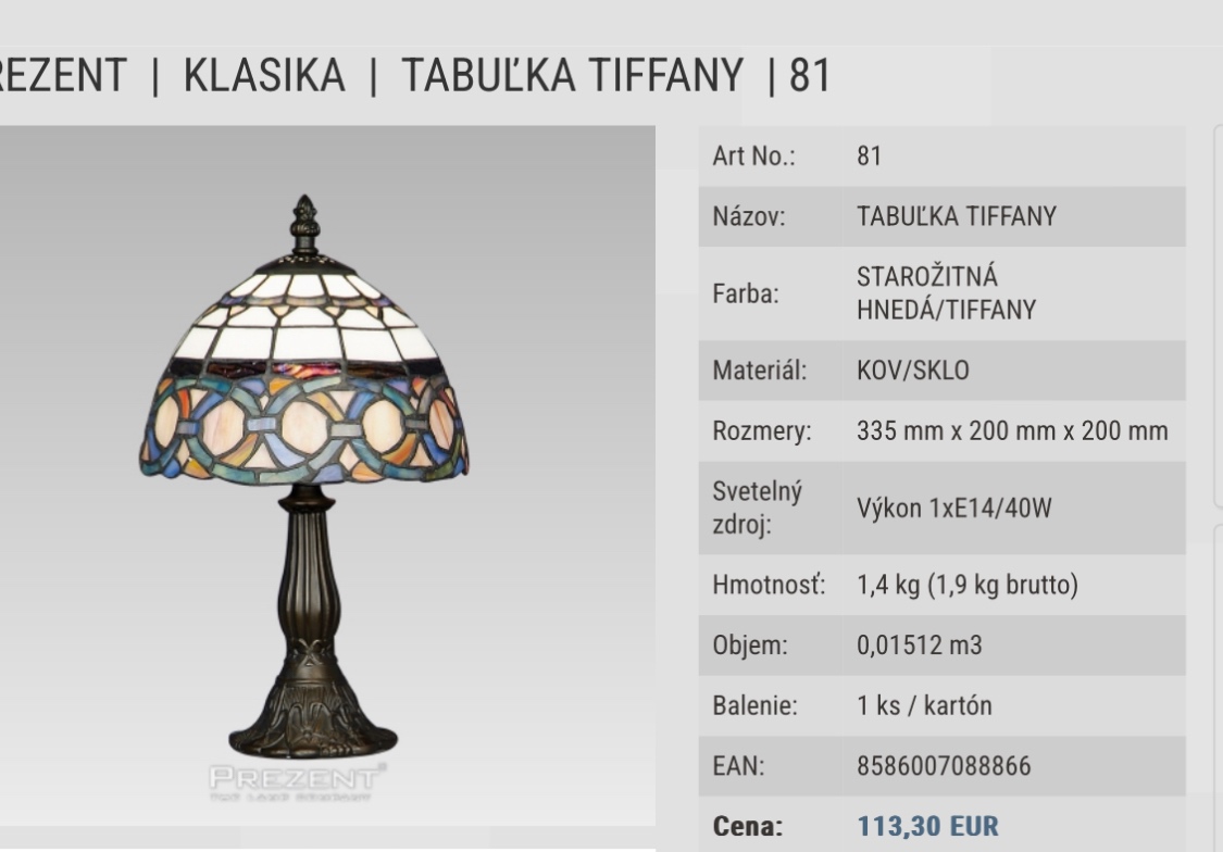 Stolná lampa Tiffany