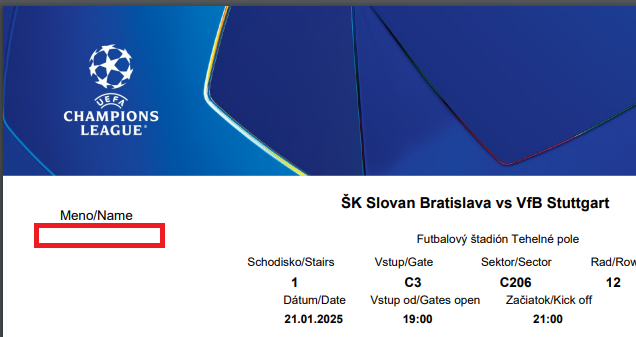 ✅ SLOVAN BRATISLAVA STUTTGART VSTUPENKA NA LM