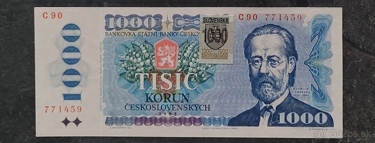 1000 Kčs 1985 + SK kolok