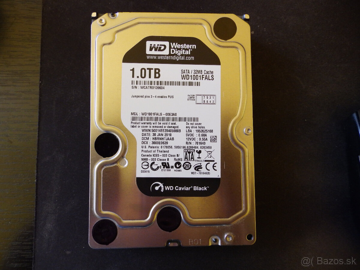 Nefunkčný HDD WD Black 1TB