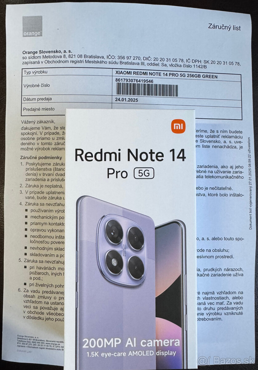 Xiaomi Redmi Note 14 Pro 8/256GB nový