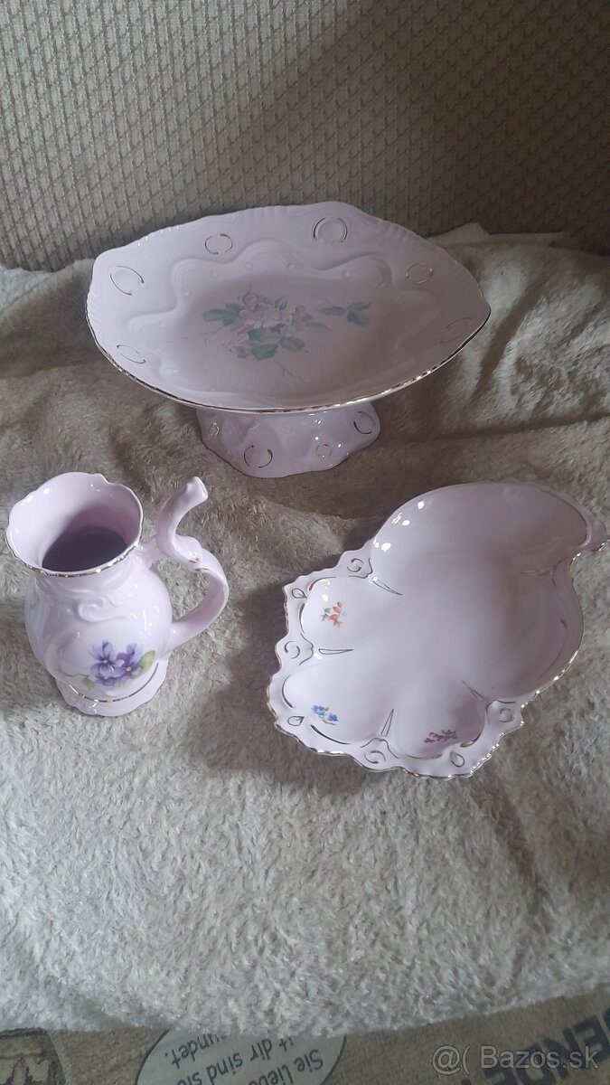 Ružový porcelán-3kusy za 70eur