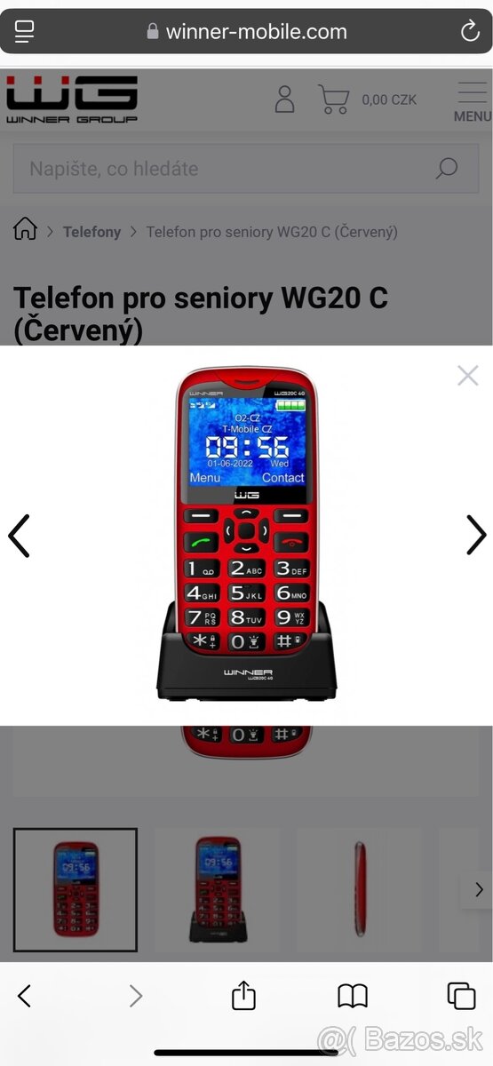 Telefón pre seniorov Winner WG20 C 4G (Červený)