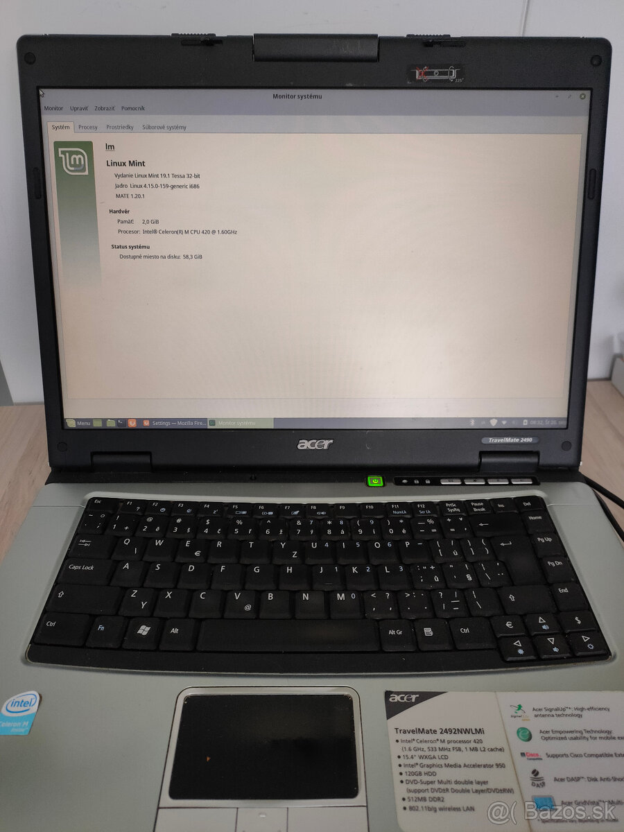 Predám starší notebook Acer TravelMate 2490