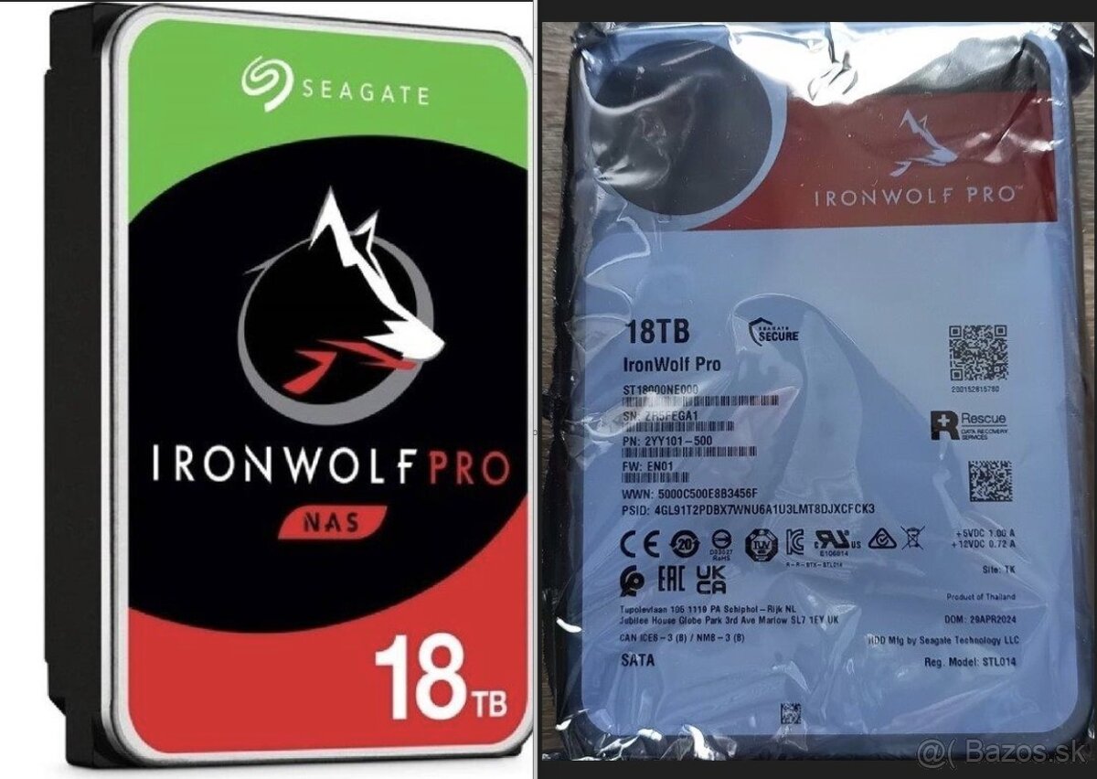 18TB IronWolf PRO - v zaruke + 256GB TLC Nvme - NOVÉ.