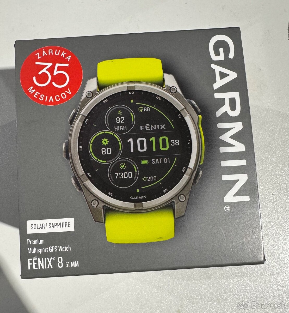 Garmin fenix 8 51mm Sapphire Solar, Titanium, Amp Yellow/Gra