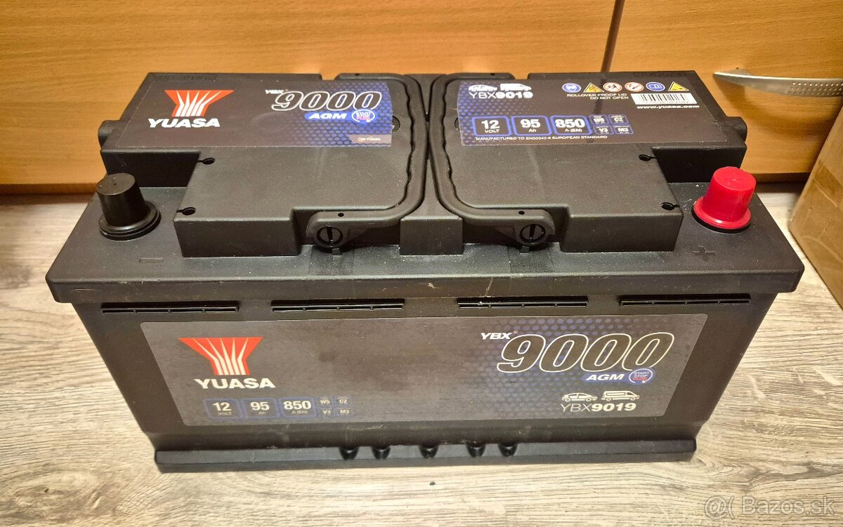 autobateria AGM Yuasa YBX9000 12V 95Ah 850A YBX9019