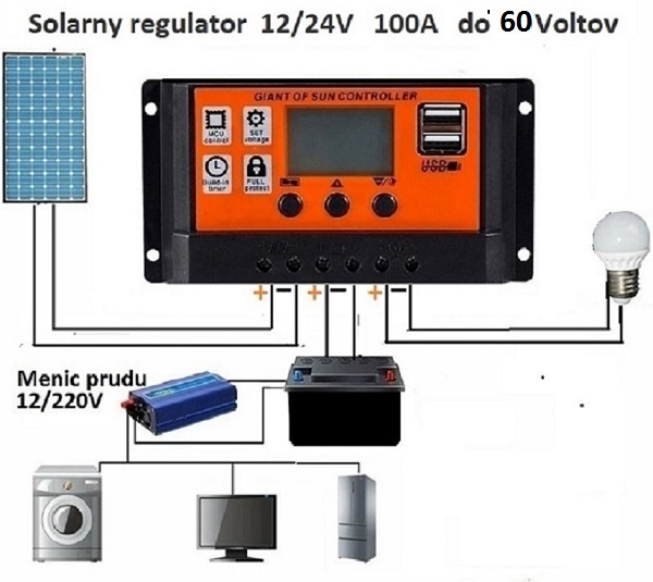 Novy Solarny regulator - 100A (do 60 Voltov)