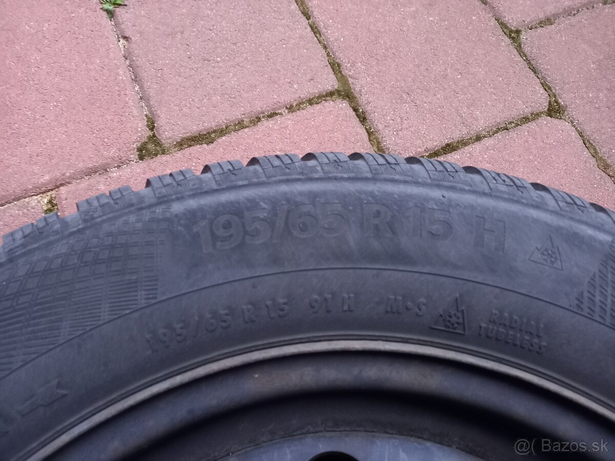 Plechové disky 5x112 + zimné pneu 195/65 R15