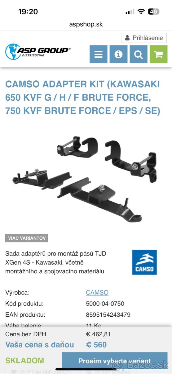 Adaptery CAMSO na Kawasaki Bruteforce