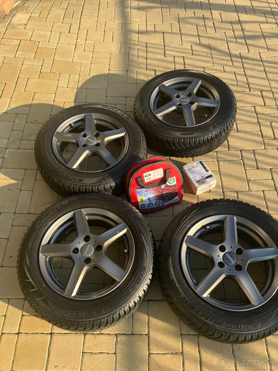 zimné 185/65 R15 Falken na el.diskoch + reťaze,