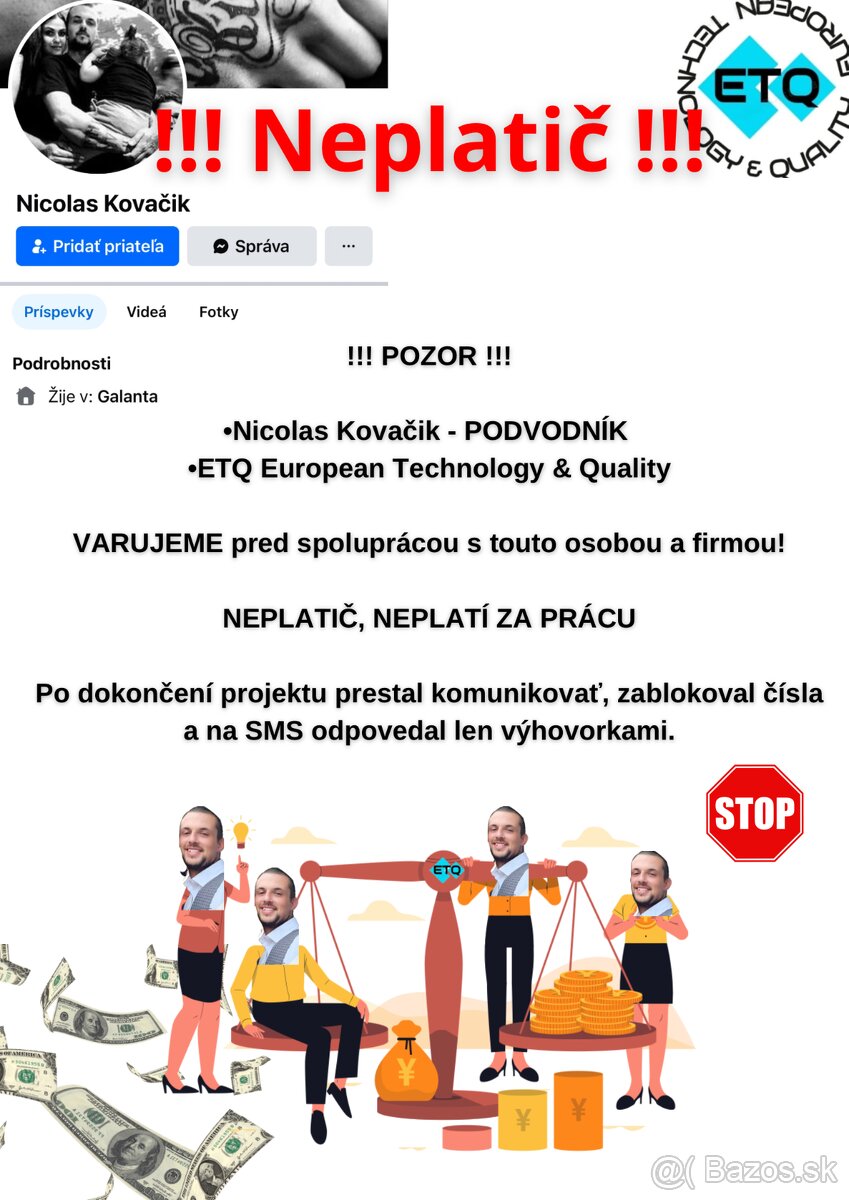 POZOR NEPLATIČ ETQ NEMECKO ZAHRANIČIE elektrikár