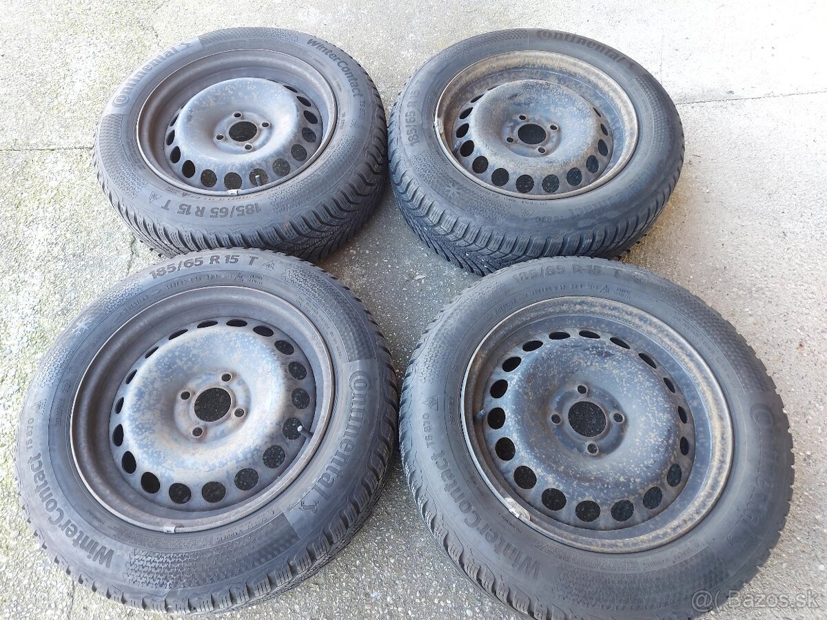 4x100R15 disky RENAULT-DACIA-185/65R15 CONTINETAL zimné pneu