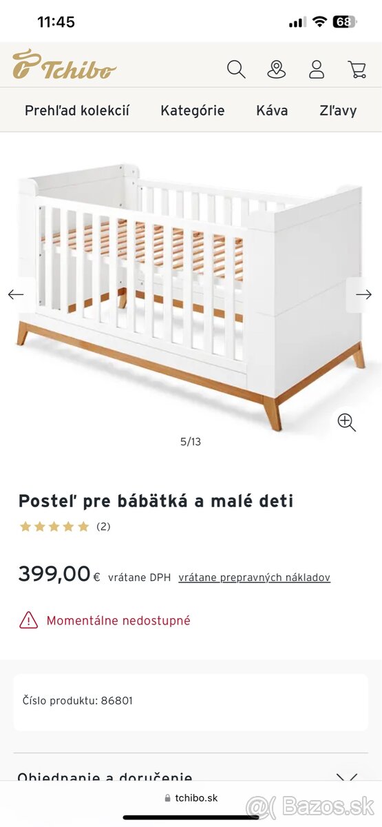 Posteľ pre bábätká a malé deti Tchibo + matrac